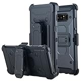 Galaxy Note 8 Case, Lontect Full-body Rugged Holster Case [Kickstand] Heavy Duty Dual Layer Combo Cover case with Locking Belt Swivel Clip for Samsung Galaxy Note 8 - Black