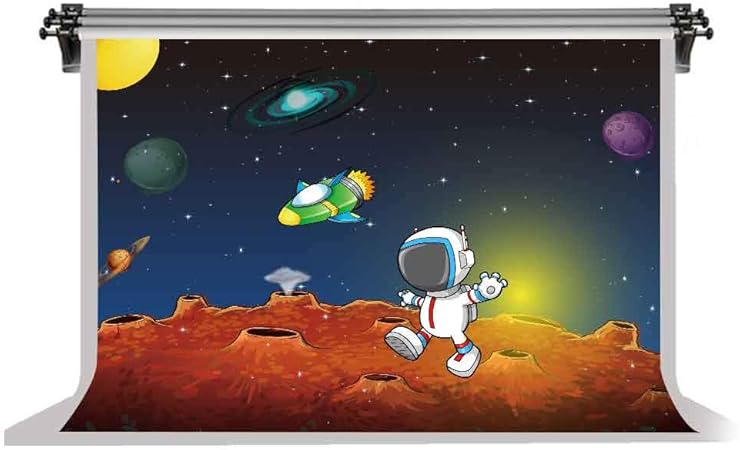 Amazon F Fun Soul 7x5フィート アニメ 宇宙 背景 銀河 ロケット 宇宙飛行士 背景 子供 誕生日パーティー 写真ブース 撮影小道具 部屋 装飾 Lhfs034 バックペーパー 背景布 通販
