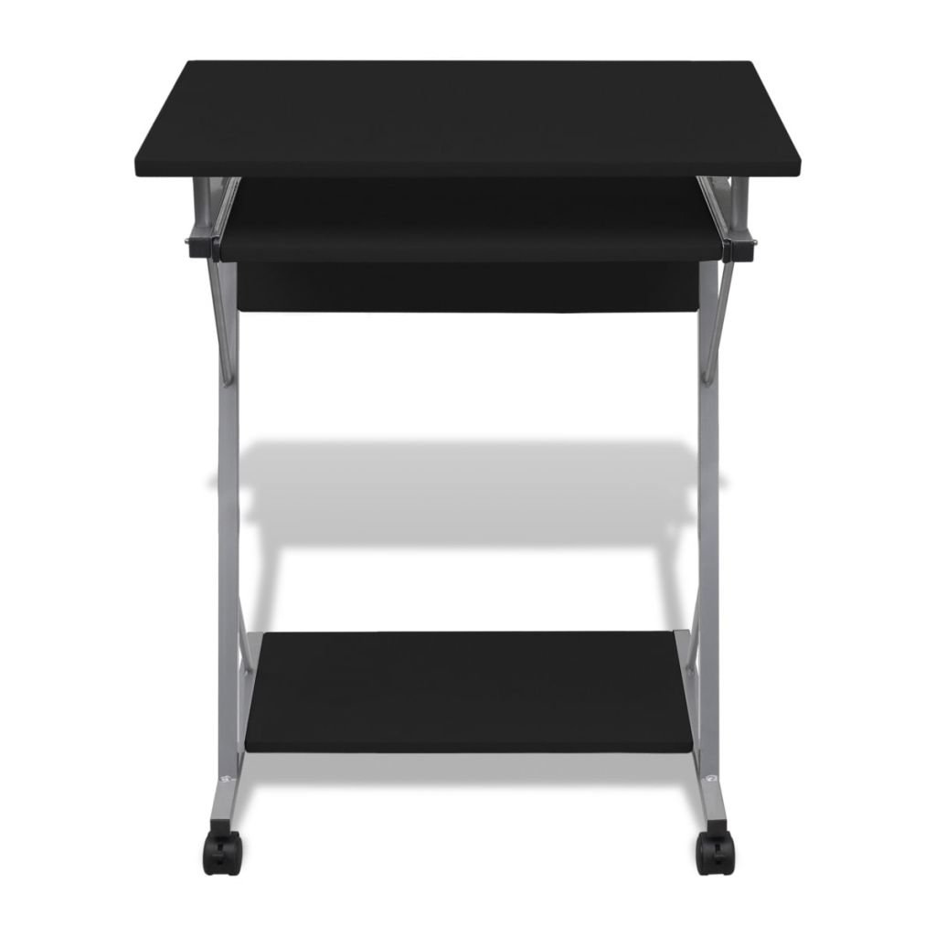 Scrivania Computer Furinno Camnus - Legno Composito, 74.2x101x45 Cm, Ripiani Laterali, Portata 27 Kg, Colore Americano/nero