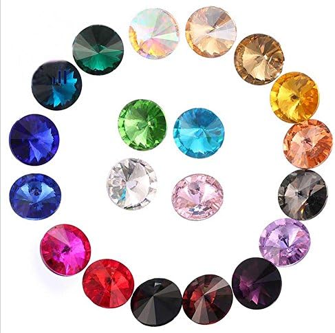 ChangJin 60PCS Mixed Colors Point Back Crystals Rhinestone Rivoli Fancy Glass Stones (Various Sizes) (16MM(60PCS))