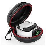 Greatfine Compatible with Apple Watch Charger Dock Airpods Charging Case, iWatch Charger Storage Bag Hard Protective Travel Case with Keychain Compatible with Apple Watch Series 1 2 3 38mm 42mm