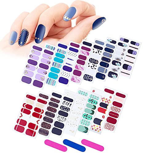 CINEEN Nagelfolien Nagelaufkleber Nagelfolie Selbstklebend art easy Nagellack zum aufkleben 15pcs DIY flash sticker+3pcs Nagelfeile set