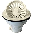 Westbrass D2143P-65 4-3/8" Push-Pull Style Large Kitchen Sink Basket Strainer, Powder Coat Biscuit
