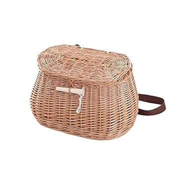 e-wicker24 Anglerkorb aus Weide, Fischkorb, geflochtener Fischerkorb, Fischkorb mit Riemen, Weidenkorb für Anglerzubehör, Kor