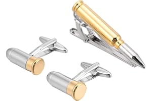 apenll personalized mens cuff links and tie clip set Cufflinks tie clips for men unique Bullet shape 1.5/ inch Military polic