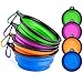 IDEGG Portable Silicone Pet Bowl, 5 Inches, Foldable Expandable Water Feeding Travel Bowl Cup Dish for Pet Dog Cat and Small Animals (Set of 4, Purple+Green+Blue+Orange)