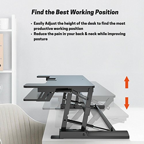 Sit Stand Desk, Adjustable Standing Desk Height Adjust 6.5"-16.5", Fit 2 Monitors, Help Reduce Neck & Back Pain, Increase Productivity & Improve Posture, Premium Desk Stand by HUANUO - Thumbnail 3
