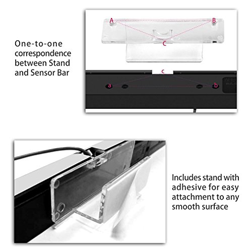 PerriRock Wired Infrared Ray Motion Sensor Bar for Nintendo Wii and Wii U Console (Black/Silver) - Thumbnail 4
