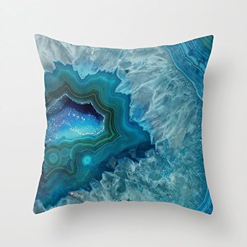 Ashasds Abstract Blink Teal Druzy Agate Quartz Fashion Decoration Throw Pillow Covers For Home Indoor Friendly And Comfortable Cushion Covers Standard Size 20x20 IN