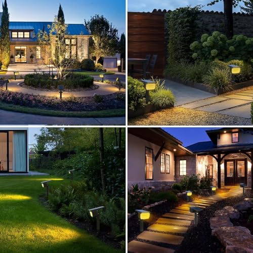 nipify Set of 4 Solar Motion Detector Lights - Powerful 56 LEDs/3 Modes with Waterproof, Adjustable LED Solar Spotlight for Garden Paths (Warm White)