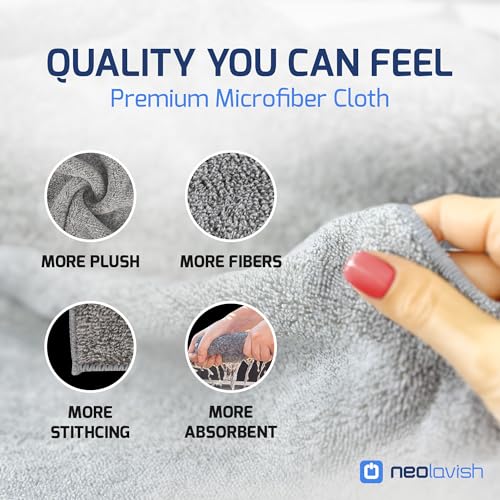 Neolavish® Microfiber Cleaning Cloth for Kitchen - 6 Pack | Super Absorbent Dish Towels for Home Cleaning | Lint-Free Wiping and Drying Clothes - 30x30 cm