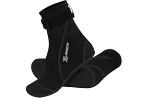 XUKER Neoprene Water Socks, Winter Fleece-Lined Warm Wetsuit Winter Socks for Scuba Diving Snorkeling Surfing