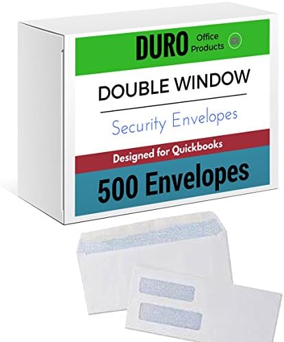 500 SELF SEAL Double Window Security Adhesive Peel Strip Laser Voucher Laser Check Business Envelopes for Intuit Quickbooks Checks