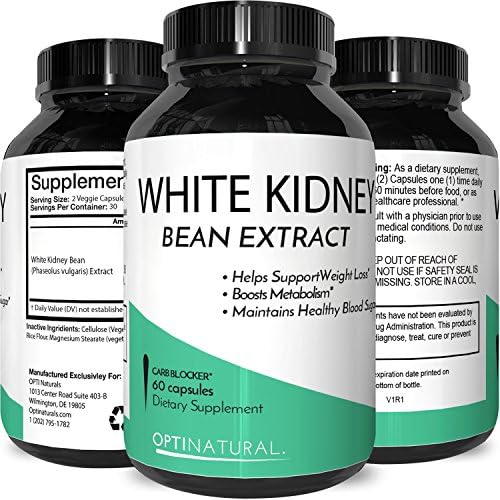 Weight Loss Pills For Women &amp; Men – Pure White Kidney Bean Extract Phase 2 Carb Blocker Capsules – Suppress Appetite &amp; Boost Metabolism – Maximum Strength Dietary Supplement - By Opti Natural