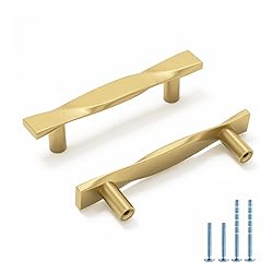 Rergy 10 Pack Gold Drawer Pulls Brushed Brass