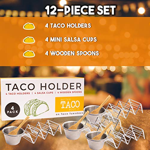 Taco Shell Stand Up Holders 4 Pack Premium Stainless Steel Oven