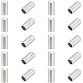 UNICRAFTALE 20Pcs Stainless Steel Column End Caps 3mm Small Hole Leather Cord Ends Leather Cord Terminators for Jewelry Making