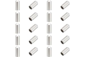 UNICRAFTALE 20 PCS Stainless Steel Column End Caps Leather Cord Ends Leather Cord Terminators for Jewelry Making 8x3.5mm Inner Diameter 3mm, Stainless Steel Color