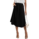 Angerella Womens Skirt Midi High Waist A-Line Casual Floral Print Trendy Bohemia Work Elegant with Pockets