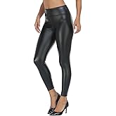 VOGUEMAX Women's Fleece Lined Faux Leather Leggings Thick High Waisted Winter Warm Pants Black Stretchy Sexy Tights