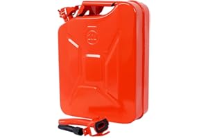CWKISS 5.3 Gallon Metal Container with Spout and Handle, Cold-Rolled Steel Liquid Storage Jugs, Locking Pin and Sealed Cap, Flexible Pour Extension for Automotive, Off-Road, Lawn and Emergency,Red,1 Pack