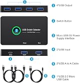 Knadgbft USB 3.0 KVM Switch 2PC 4 Device Port Sharing Keyboard Mouse Printer view 4