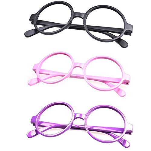Set of 3 FancyG® Retro Geek Nerd Style Round Shape Glass Frame NO LENSES SET101
