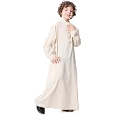 Boy's Muslim Arab Islamic Kaftan Embroidered Robe Solid Color Thobe Islamic Arabic Abaya Ethnic Dress With Pockets