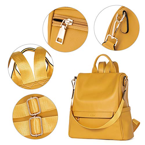 yellow leather backpack purse