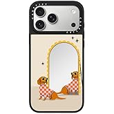 CASETiFY Mirror iPhone 17 Pro Max Case [Reflective/Compatible with Magsafe / 4.9 ft. 1X Military Grade Drop Protection] - Checkered Dachshund Mirror - Silver On Black