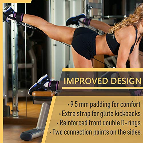 FIGHTECH Ankle Straps Cable Machine Attachment for Gym - Cable Kickback Ankle Straps - Padded Ankle Cuffs for Glute Kickbacks and Leg Workouts - Thumbnail 6