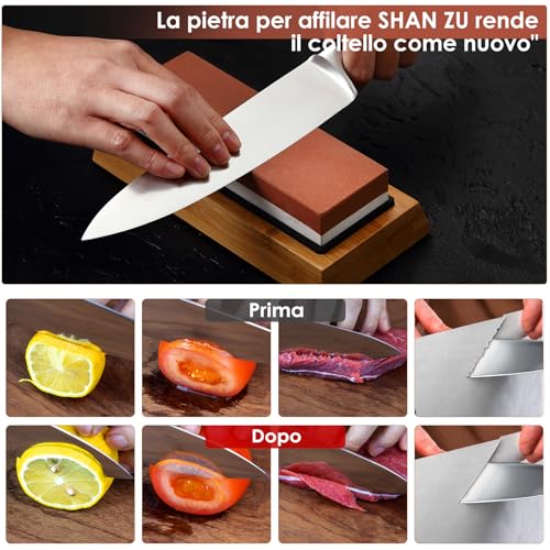 SHAN ZU Knife Sharpening Stone, 1000/6000 Japanese Grit Knife Sharpening Stone, 2-in-1 Professional Sharpening Stone with Angle Guide & Non-Slip Silicone Holder