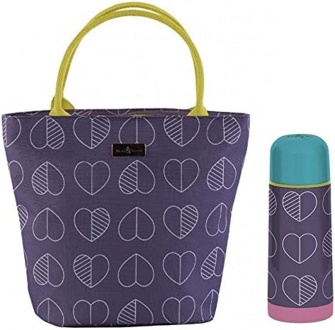 Beau &amp; Ellliot Insulated Lunch Tote Bag &amp; Flask Thermos, Confetti Outline Midnight