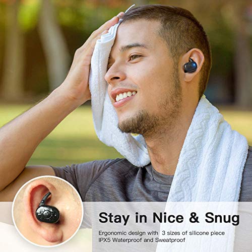 OZJONGK Wah Chun Sunbrightful Waterproof Bluetooth 5.0 True Wireless Earbuds, Touch Control,30H Cyclic Playtime TWS Headphones with Charging Case and mic, in-Ear Stereo Earphones Headset B…