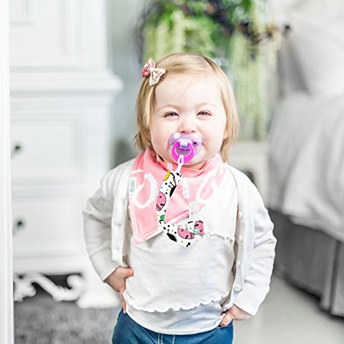Klemys Baby Pacifier Clips, 4 Pack Binky Paci Holder and Leash Unisex