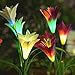 Homestarry Solar Garden Lights Outdoor, 2 PCS Solar Powered Lights with 8 Lily Flower, Multi-Color Changing LED Solar Stake Lights for Garden, Patio, Backyard (Purple/White)