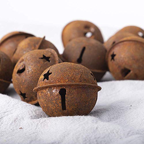 IDOXE Rusty Jingle Bells 1.2" Bulk Metal Star Decorative Cutout Craft Bell for Christmas Winter Holiday Season Decor Rustic Country Craft Supplies (10pcs)