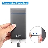 iNiCE 5000mAh Portable External Battery Ultra Slim Power Bank 2A In/Out 2 port with Built in Lightning(MFi) and Micro USB Cable LED Light for iPhone,Samsung,HTC and More ---Gray