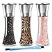 Salt and Pepper Grinder Set of 3 Tall Salt and Pepper Shakers Stainless Steel Pepper Mill Shaker and Salt Grinders Mills Set with Adjustable Coarseness by Ceramic Rotor with a Free Cleaning Brush