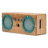 Bongo Bamboo Retro Bluetooth Speakers - Portable Wireless Handcrafted Wood Speaker for Travel, Home, Outdoors | Dual Passive Subwoofer, 15 Hour Battery - Vintage Green
