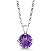 Gem Stone King 7MM Round Gemstone Birthstone Pendant Necklace For Women | 925 Sterling Silver | With 18 Inch Silver Chain | Fine Jewelry Gifts for Her Mom Women Wife