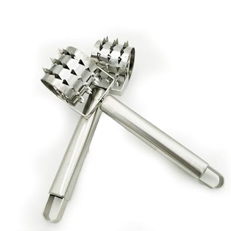 2 Stücke Fleischklopfer Pizza Teig Roller Docker Fleischklopfer Hammer Edelstahl Backen Werkzeug Ues für Küche für Kuchen Pie