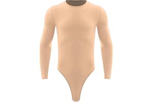 Miutii Men One-Piece Mock Neck Long Sleeve High Cut Thongs Leotard Unitard Latin Dance Shirt Bodysuit