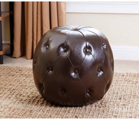 Devon &amp; Claire Century Tufted Leather Ottoman, (Dark Brown)