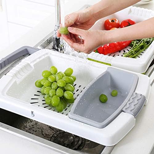 Kitchen Drain Cutting Board Storage Drain 3-in-1 Household Food Supplement Board (Gray)