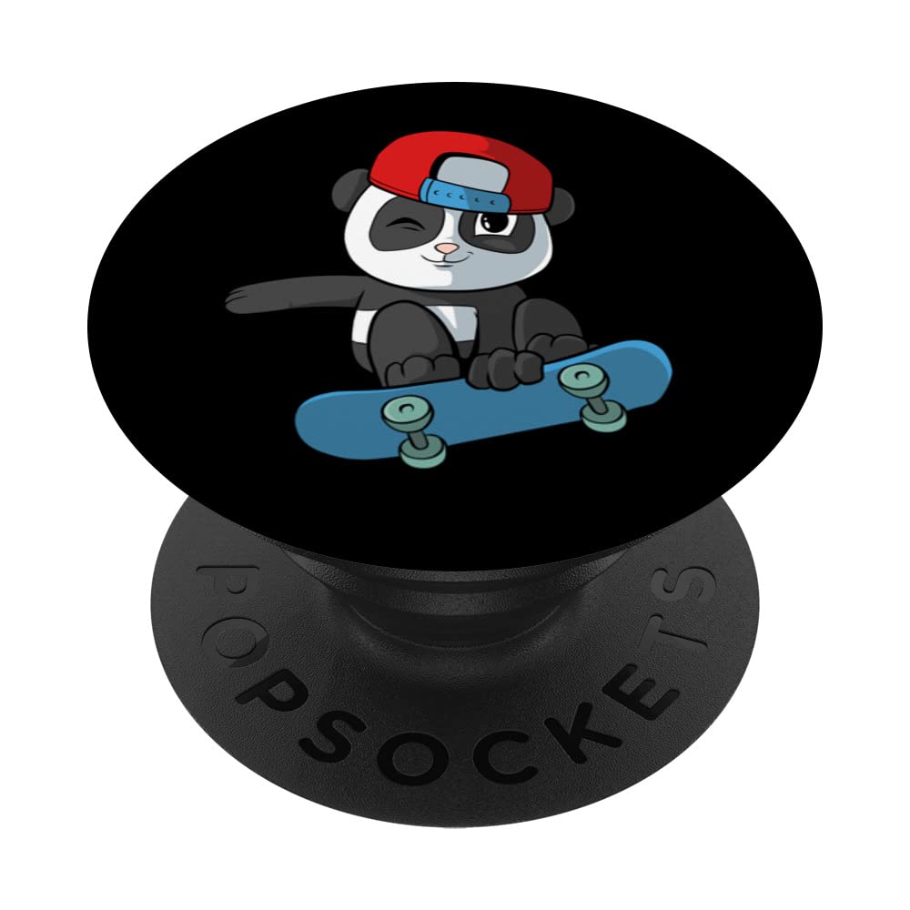 Cool panda skater on skateboard PopSockets Swappable PopGrip