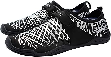 AMVonline Men's Water Shoes Slip on Barefoot Beach Sports Sneakers Quick Drying (10, Silver)