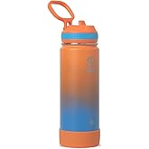 Takeya Actives Water Bottle with Straw Lid - Durable & Easy-Care Water Bottle with Stainless Steel Insulation - BPA-Free Lid with Carry Handle & Straw - Dishwasher-Safe - 18 oz, Ombre Awestruck