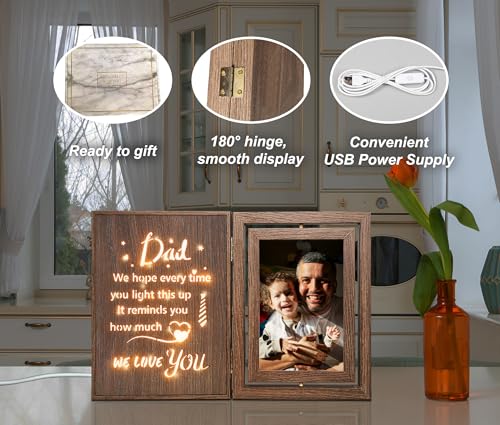 Light Up Dad Picture Frame Father's Day Birthday Gifts Dad from Daughter Son, Holds 2 4x6 Photos