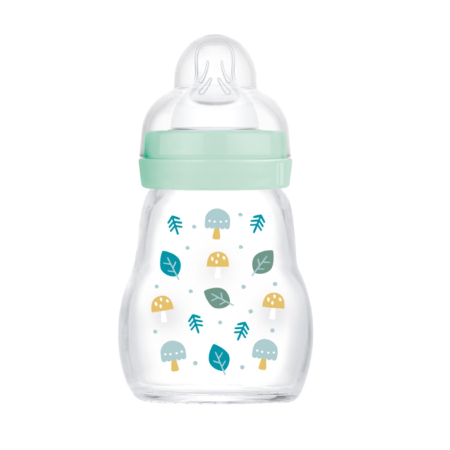 MAM Glass Bottle (170 ml) – Heat Resistant and Temperature Resistant – 1 Slow Flow Teat for Newborns – Colour: Matte Sage